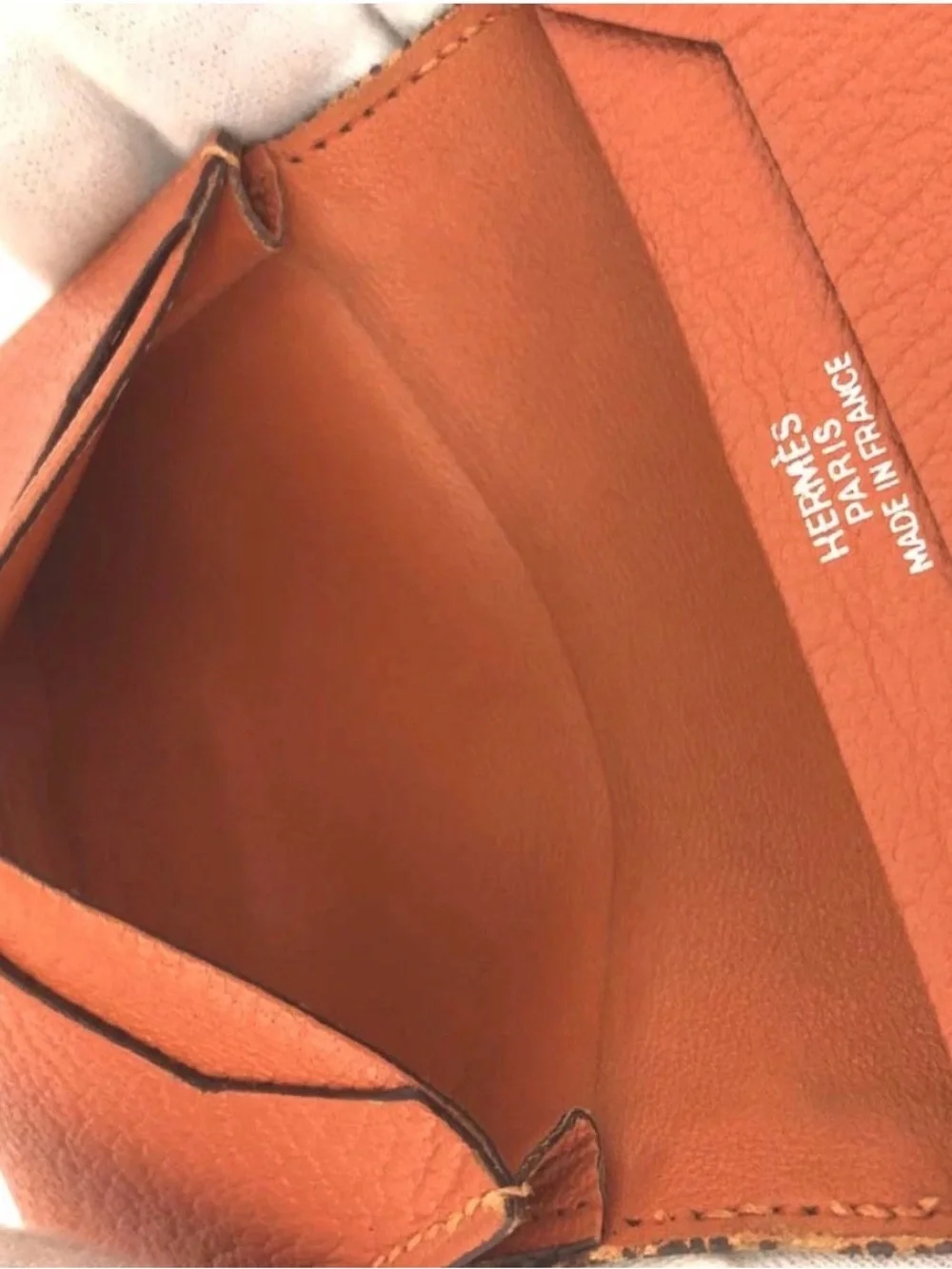 Authentic Hermès Béarn Compact Wallet Orange Leather PHW H - Picture 4 of 8
